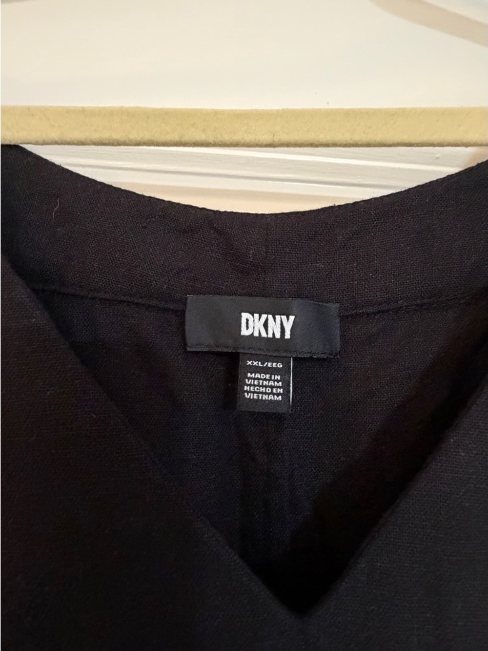 DKNY  Black V-Neck linen midi dress nwot - Picture 3 of 6